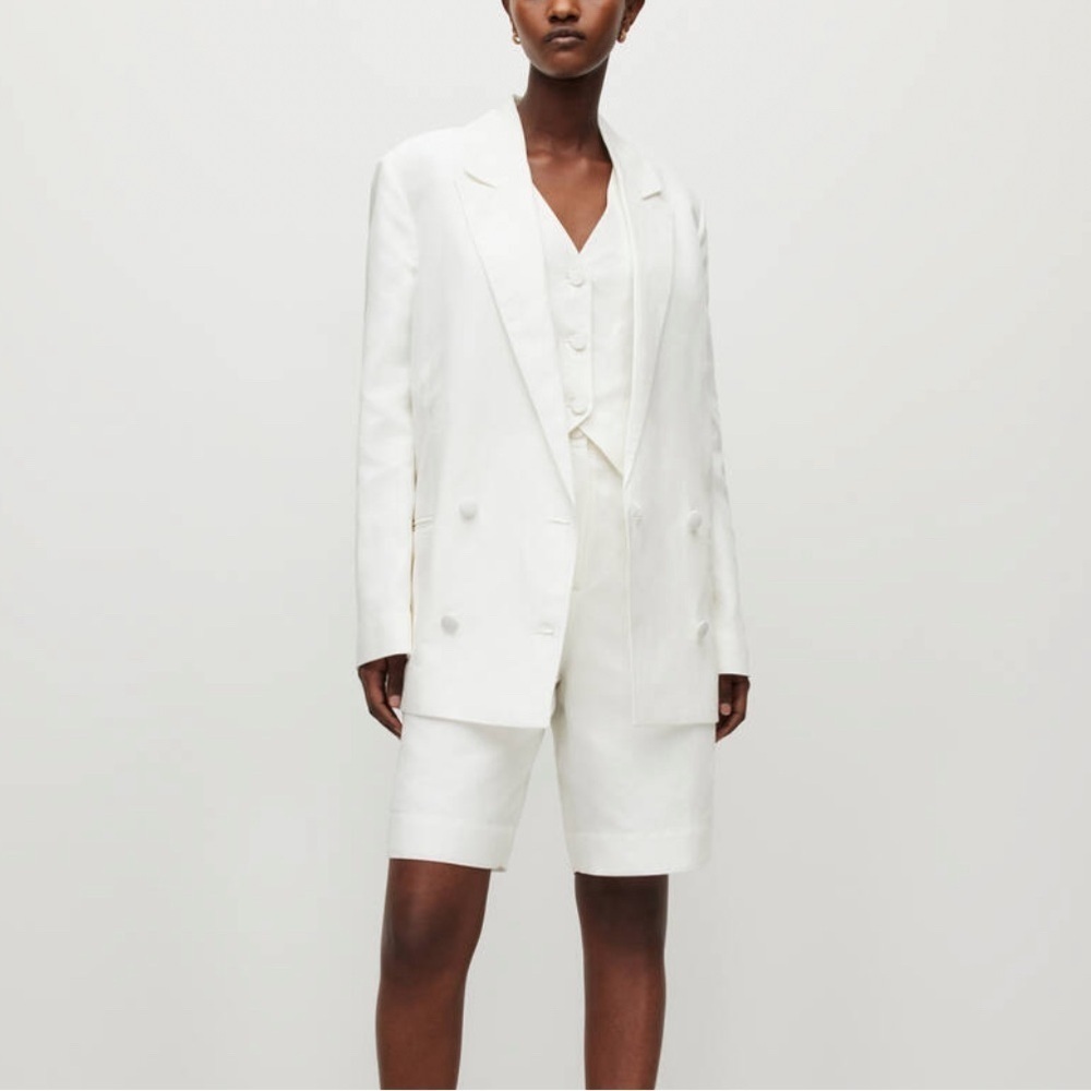 NWT ALLSAINT Petra Linen Blend White Oversized Blazer in Size 4 - Picture 3 of 17